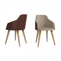 Manhattan Comfort 2-1018179 Martha Double-Sided Fabric Leather Accent Chair in Brown - Set of 2